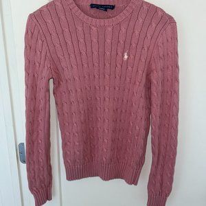 Ralph Lauren cotton crewneck cable knit sweater sz M EUC LN